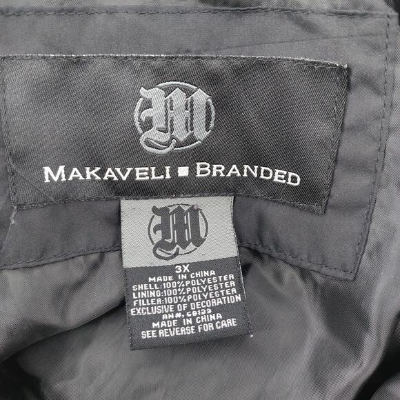 Vtg Makaveli Branded Black Vest Black Puff Size 3X Distroyed - Picture 4 of 16
